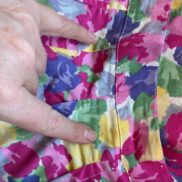 Vintage floral multicolor pleated 80s 90s shorts Bermuda retro mom high waisted - Picture 7 of 9